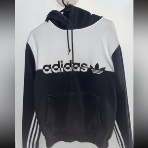 Mens Adidas Color Block Split Hoodie Hoody Size Small  Black White
